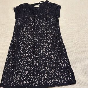 Ann Taylor Loft black lace mini dress size 0 petite 0P wedding, office, dinner